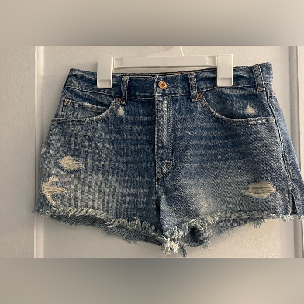 Abercrombie & Fitch Distressed Blue Denim Jean Shorts